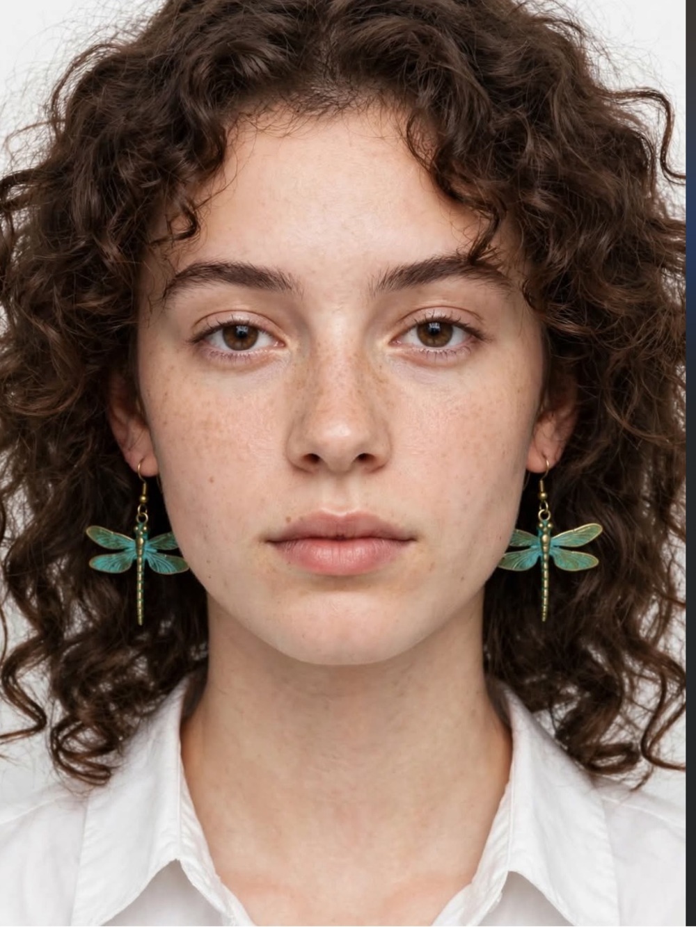 Handcrafted brass Verdigris dragonfly earrings